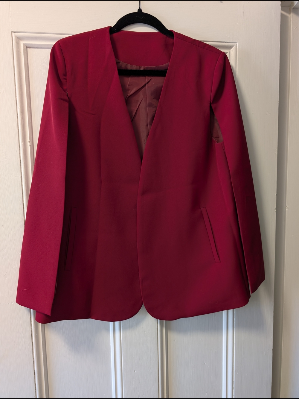 Women’s Raspberry Red Open-Front Blazer Jacket